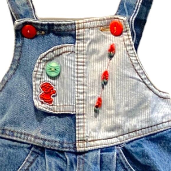 Vintage 100% Cotton Blue Jean Denim Toddler Overalls 2T - Picture 3 of 6
